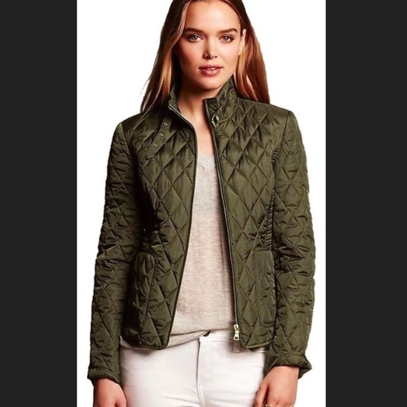 Banana Republic womens olive green quilted jacket - Picture 3 of 4